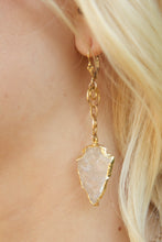 Load image into Gallery viewer, QUARTZ ARROWHEAD earrings , 24kt Gold Dipped and gold Filled earrings
