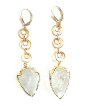 Load image into Gallery viewer, QUARTZ ARROWHEAD earrings , 24kt Gold Dipped and gold Filled earrings
