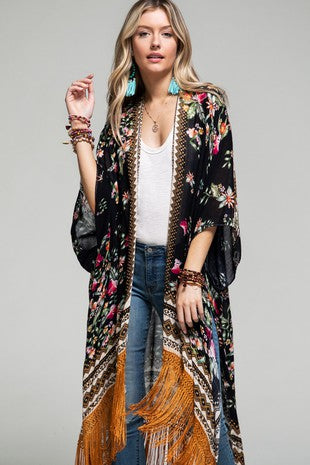 Fringe Floral Kimono